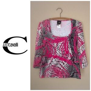 Just Cavalli Pink and Black Women's Top